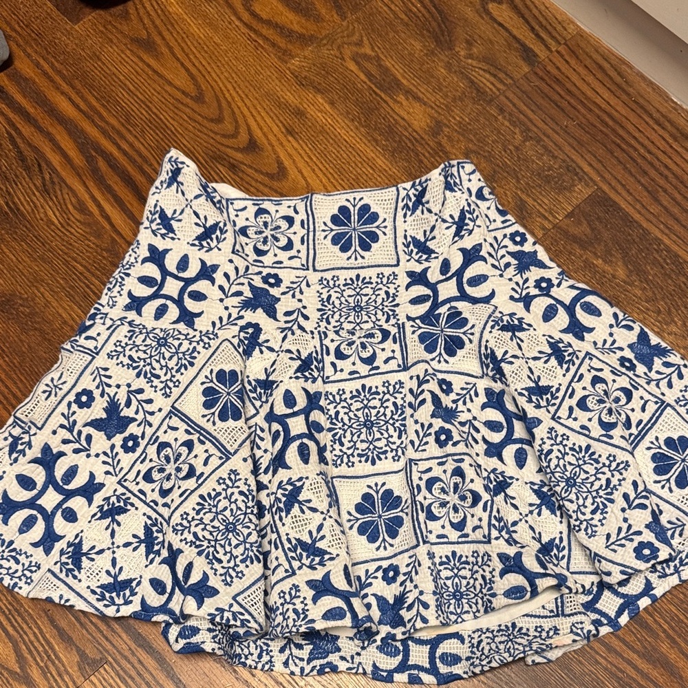 Maeve navy and White  Floral Skater Skirt